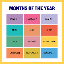 Months of The Year Word Search